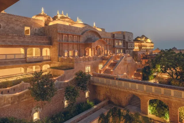 Heritage fort palace glowing at dusk